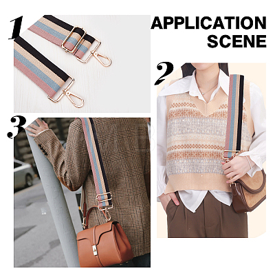 Cotton Cloth Stripe Pattern Bag Strap FIND-WH0077-75B-1