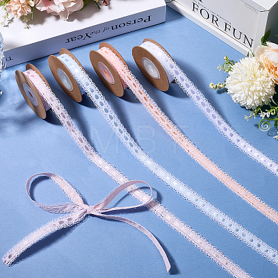 4 Rolls 4 Colors Polyester Lace Trims OCOR-GF0004-66-1