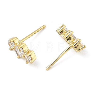 Brass Micro Pave Clear Cubic Zirconia Stud Earrings EJEW-R016-26G-14-1