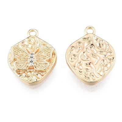 Brass Micro Pave Clear Cubic Zirconia Charms KK-N216-583LG-1
