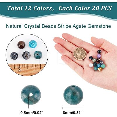 240Pcs 12 Styles Natural Gemstone Beads G-AR0004-94-1