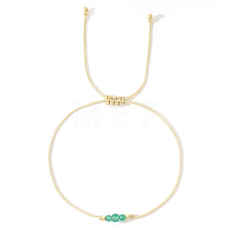 Simple Casual Brass & Natural Green Aventurine Beads Braided Bracelets LM1536-2-1