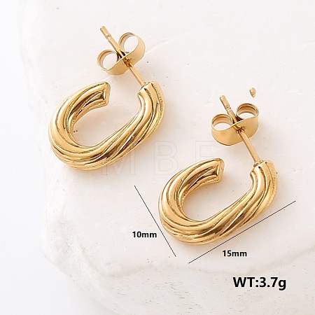 Stainless Steel Oval Stud Earrings MY5483-5-1