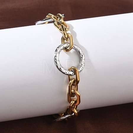 Two Tone 304 Stainless Steel Link Bracelets BJEW-P396-01C-A-1