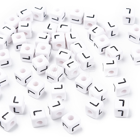 Letter Acrylic European Large Hole Beads OPDL-R050-10mm-L-1
