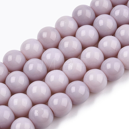 Opaque Solid Color Glass Beads Strands GLAA-T032-P8mm-07-1