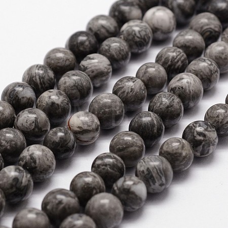 Natural Map Stone/Picasso Stone/Picasso Jasper Bead Strands X-G-D840-60-6mm-1