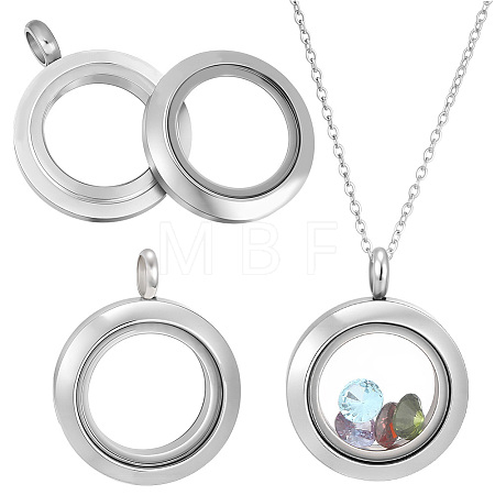 2Pcs Stainless Steel Locket Pendants STAS-BBC0010-31D-1
