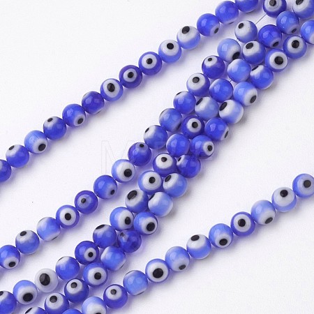 Handmade Evil Eye Lampwork Beads Strands LAMP-J082-04-4mm-1