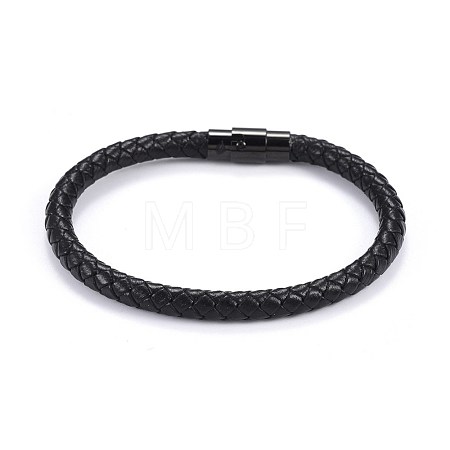 Man's Braided Leather Cord Bracelets X-BJEW-JB04255-01-1