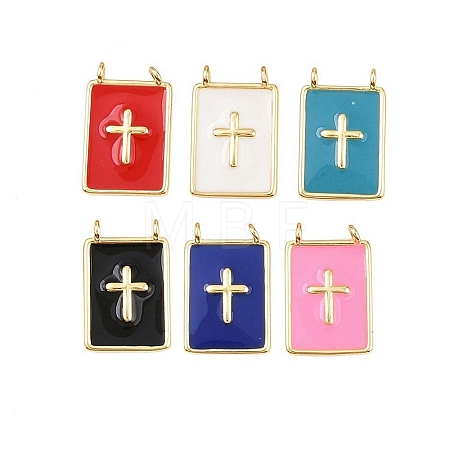 Brass Enamel Pendants KK-L251-01G-B-1