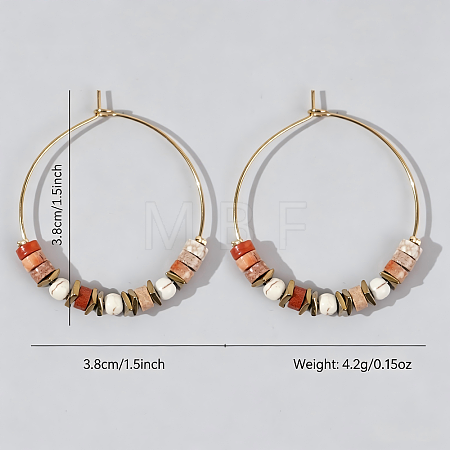 Bohemian Colorful Natural Stone Beaded Hoop Earrings for Women TC8754-7-1