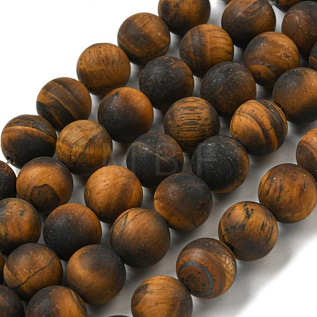 Frosted Natural Tiger Eye Beads Strands X-G-Q177-A01-01-1