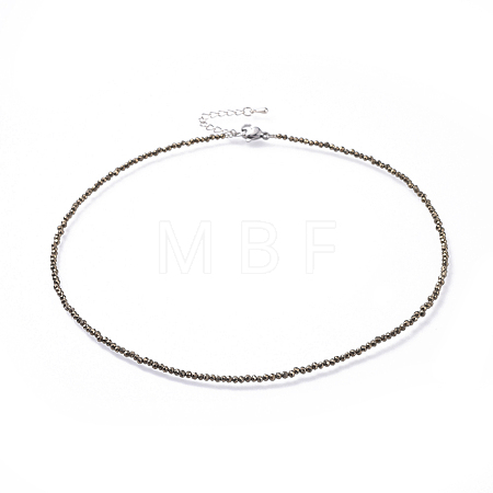 Natural Pyrite Beaded Necklaces NJEW-JN02492-03-1