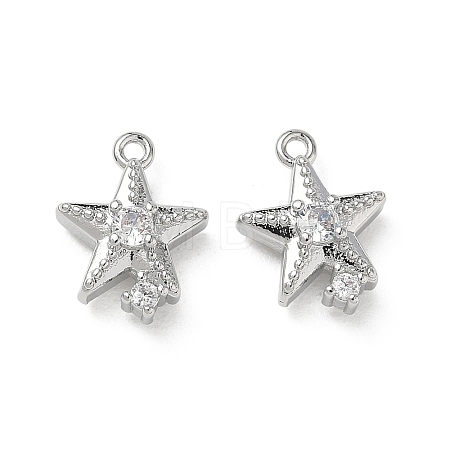 Brass Micro Pave Clear Cubic Zirconia Charms KK-P355-01F-P-1