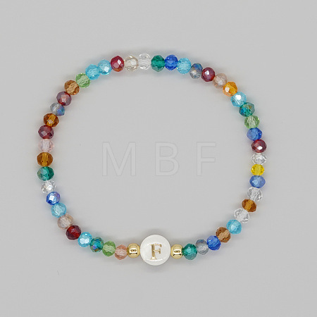 Handmade Bohemian Colorful Faceted Rondelle Glass Beaded Stretch Bracelets UI5654-6-1