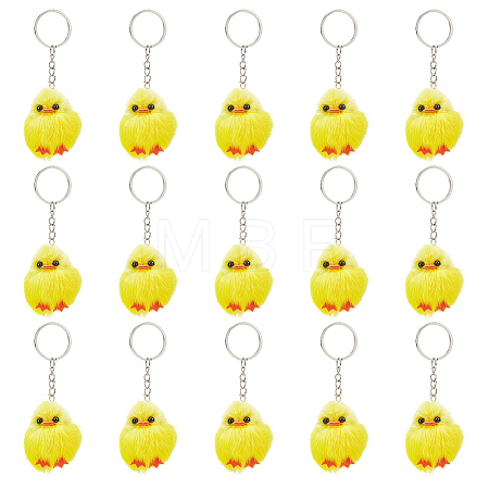 Cute Water Mink Mini Fur Chicken Pendant Bag Keychain KEYC-WH0018-77-1