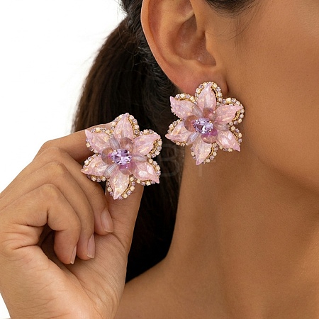 Alloy Rhinestone Stud Earrings for Women WGAC7EE-03-1