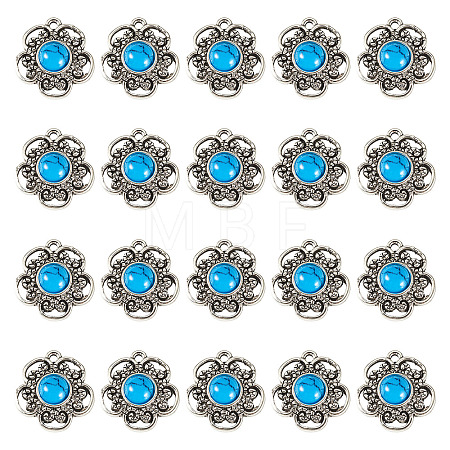 Tibetan Style Alloy with Resin Imitation Turquoise Connector Charms FIND-TAC0035-47AS-11-1