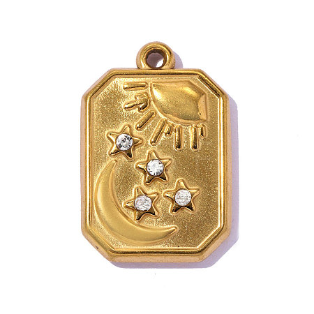 304 Stainless Steel Rhinestone Pendants STAS-OY016-46G-1