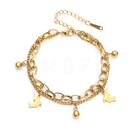 201 Stainless Steel Cable & Curb Chain Double Layeys Bracelets FS-WG1EEED-02-1