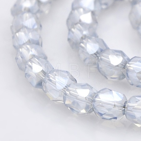 Pearl Luster Plated Glass Faceted Drum Beads Strands GLAA-A032-6mm-PL09-1