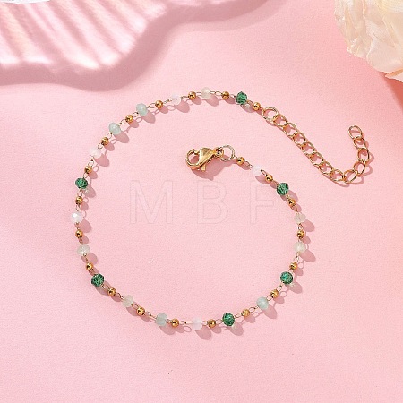 Glass Beaded Link Chain Bracelets for Women BJEW-JB12977-1