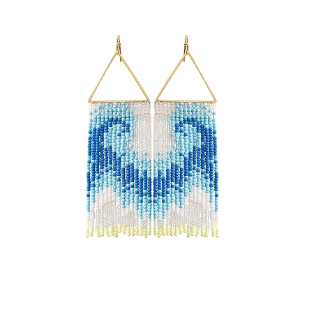 Summer Ocean Vacation Style Handmade Glass Seed Beaded Bohemian Dangle Stud Earrings PW-WGFE95A-06-1