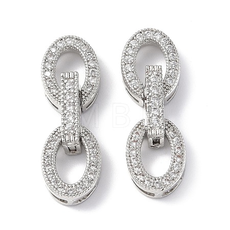 Rack Plating Brass Micro Pave Clear Cubic Zirconia Fold Over Clasps KK-G448-04P-1