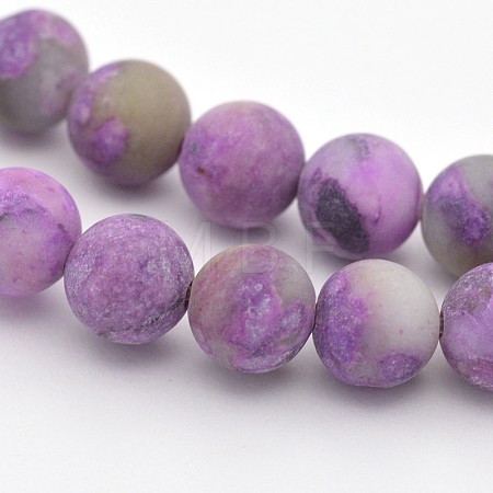 Natural & Dyed Gemstone Round Beads Strands G-D661-8mm-1-1