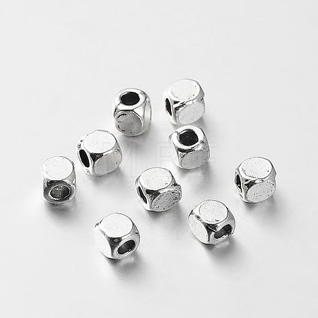 Tibetan Style Alloy Cube Spacer Beads TIBEB-O004-09-1