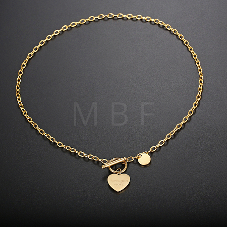 Stainless Steel Heart Pendant Cable Chain OT Necklaces for Women Daily Wear SN2723-1-1
