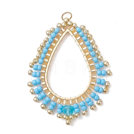 Glass Seed Beaded Pendnats PALLOY-MZ01361-02-1