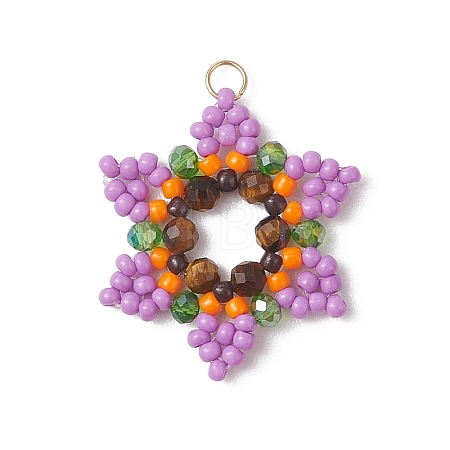Glass Seed Beaded Pendants PALLOY-MZ01241-02-1