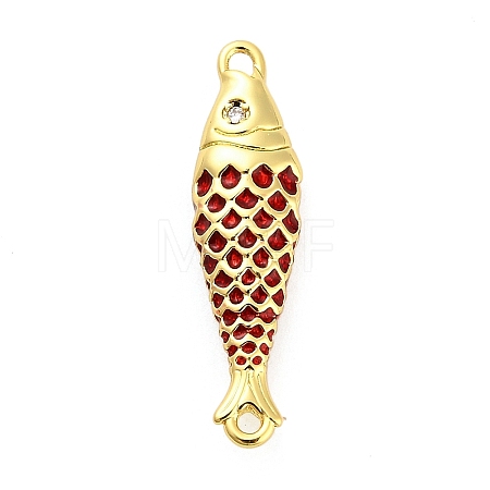 Brass Enamel Fish Connector Charms KK-H527-11G-06-1