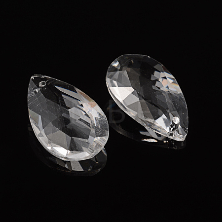 Faceted Teardrop Transparent Glass Pendants EGLA-R085-03-1