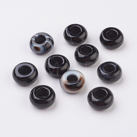 Randomly Mixed Natural Dyed & Heated Black Agate and Banded Agate European Beads X-G-G740-14x8mm-12-1