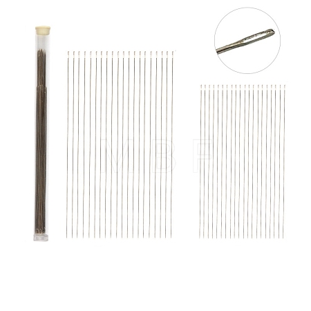 Tarnish Resistant Stainless Steel Big Eye Beading Needles SENE-PW0013-02R-1