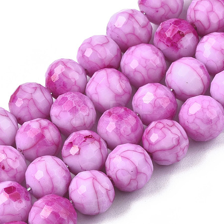 Opaque Baking Paint Crackle Glass Beads Strands EGLA-S174-33E-1