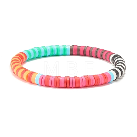 Handmade Polymer Clay Heishi Beaded Stretch Bracelet BJEW-JB07605-1