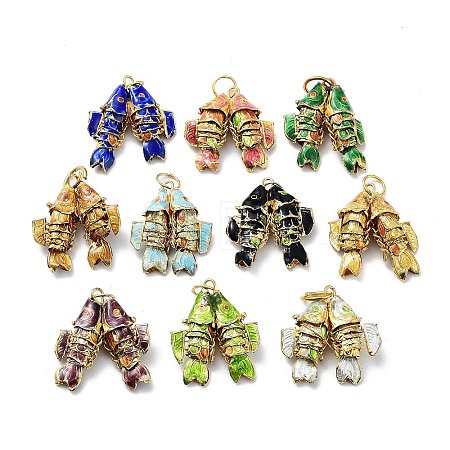 Brass Cloisonne Pendants KK-P251-A01-G-1