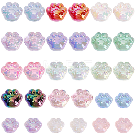 30Pcs 15 Styles UV Plating Rainbow Iridescent Acrylic Beads OACR-BM0001-15-1