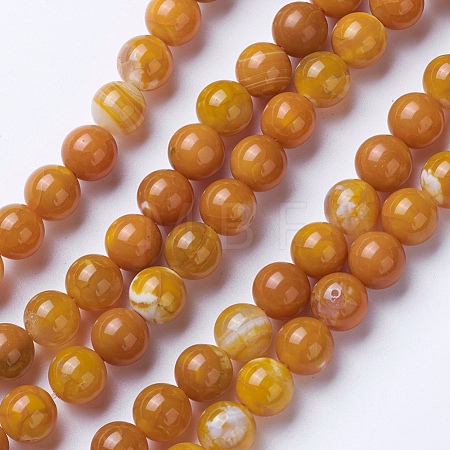 Natural Agate Beads Strands G-G754-08-8mm-1