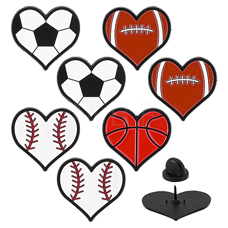 8Pcs 4 Styles Sports Theme Enamel Pins JEWB-FG0001-75-1