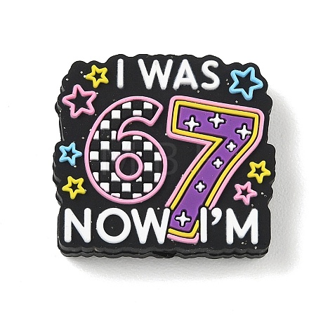Number 6 7 Theme Cartoon Silicone Beads SIL-E013-02E-1