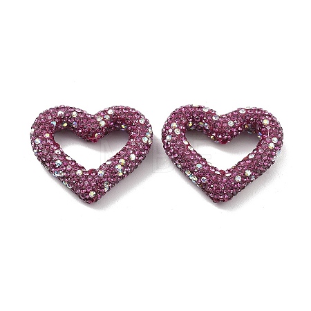 Heart Shape Polymer Clay Rhinestone Beads CLAY-NH0001-09B-09-1