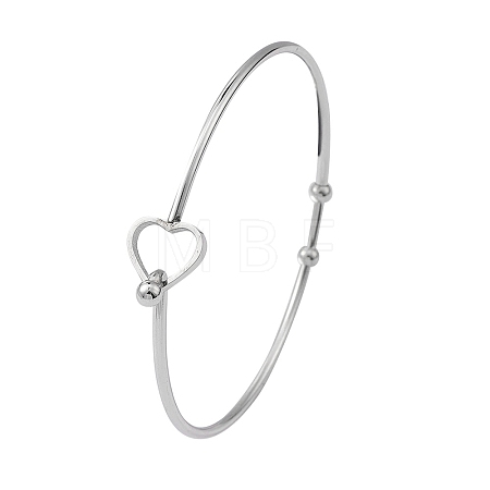 Stainless Steel Hollow Out Heart Bangle BJEW-YW0001-08P-1