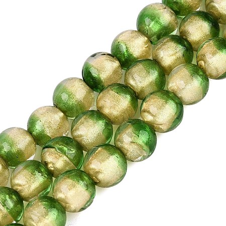 Handmade Lampwork with Gold Powder Beads Strands LAMP-N037-06A-04-1