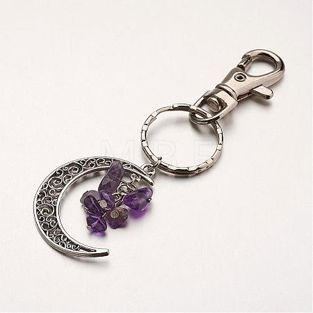 Natural Amethyst Pendant Keychain KEYC-JKC00099-05-1