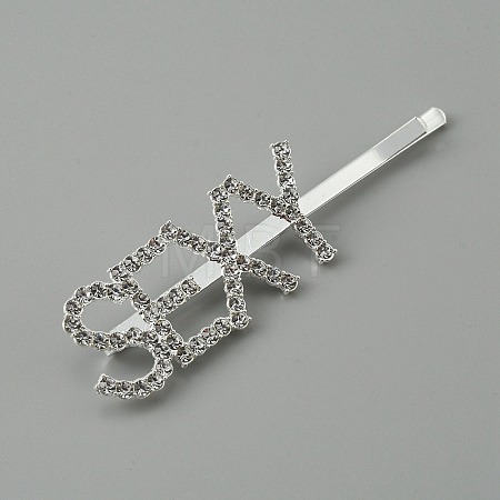 Word SEXY Alloy Rhinestone Hair Bobby Pins FIND-WH0152-34E-S-1
